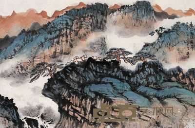 张尔宾 青山人家听泉声 镜心 46.5×69.5cm